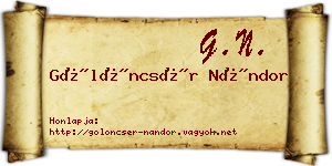 Gölöncsér Nándor névjegykártya